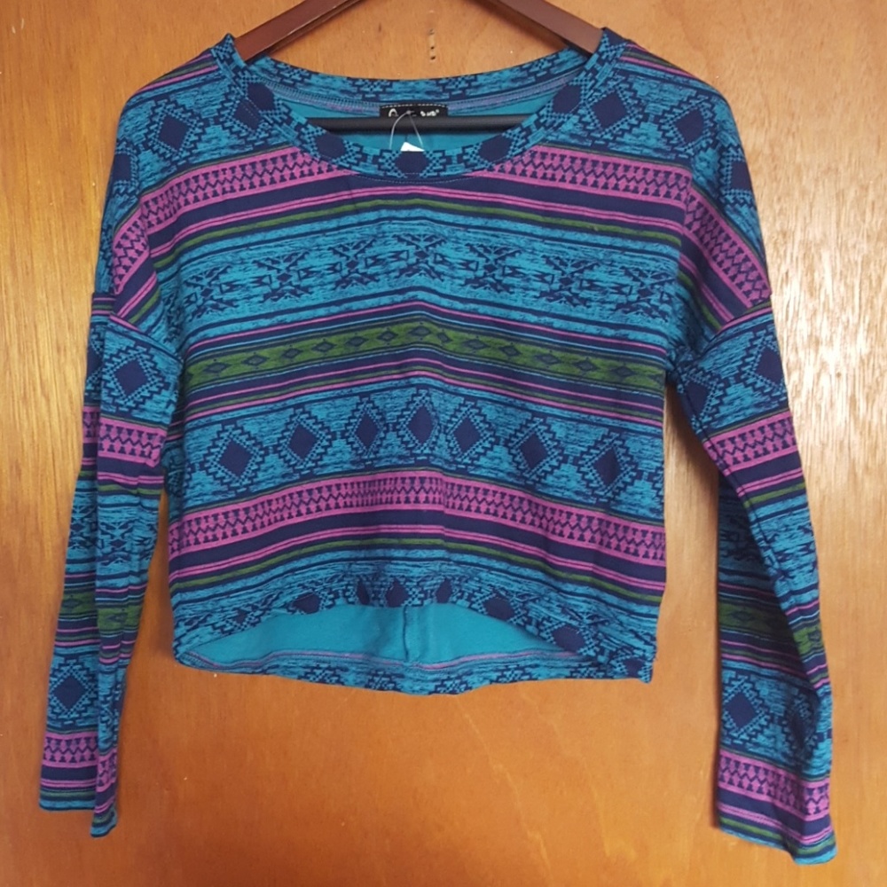 Aztec slight crop sweater